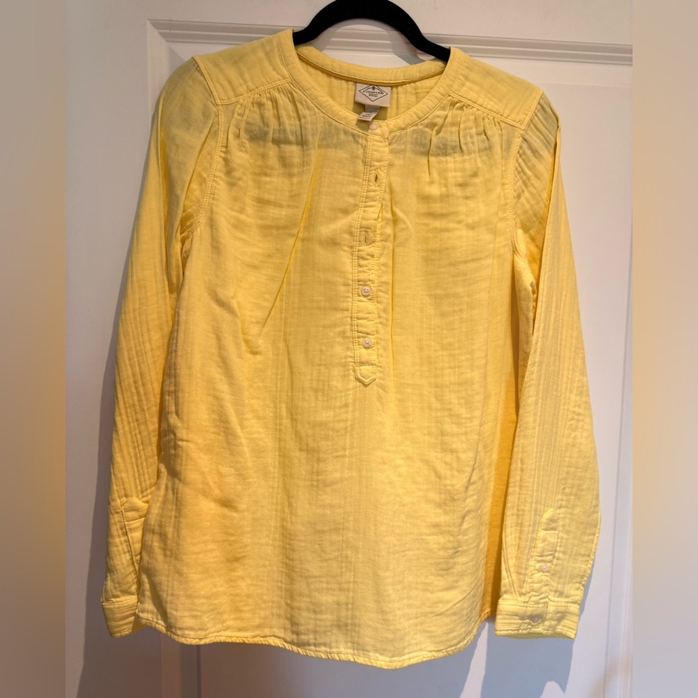 St Johns Bay Gauzy Flowy Top Button Up Long Sleeves Coastal Capsule cotton